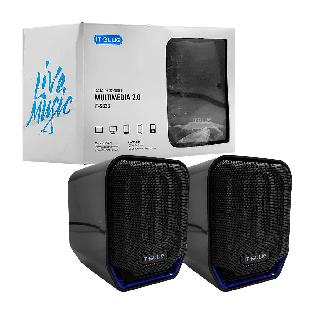 Par de bocinas it blue con diseño de altavoz + luces led y conexión a…