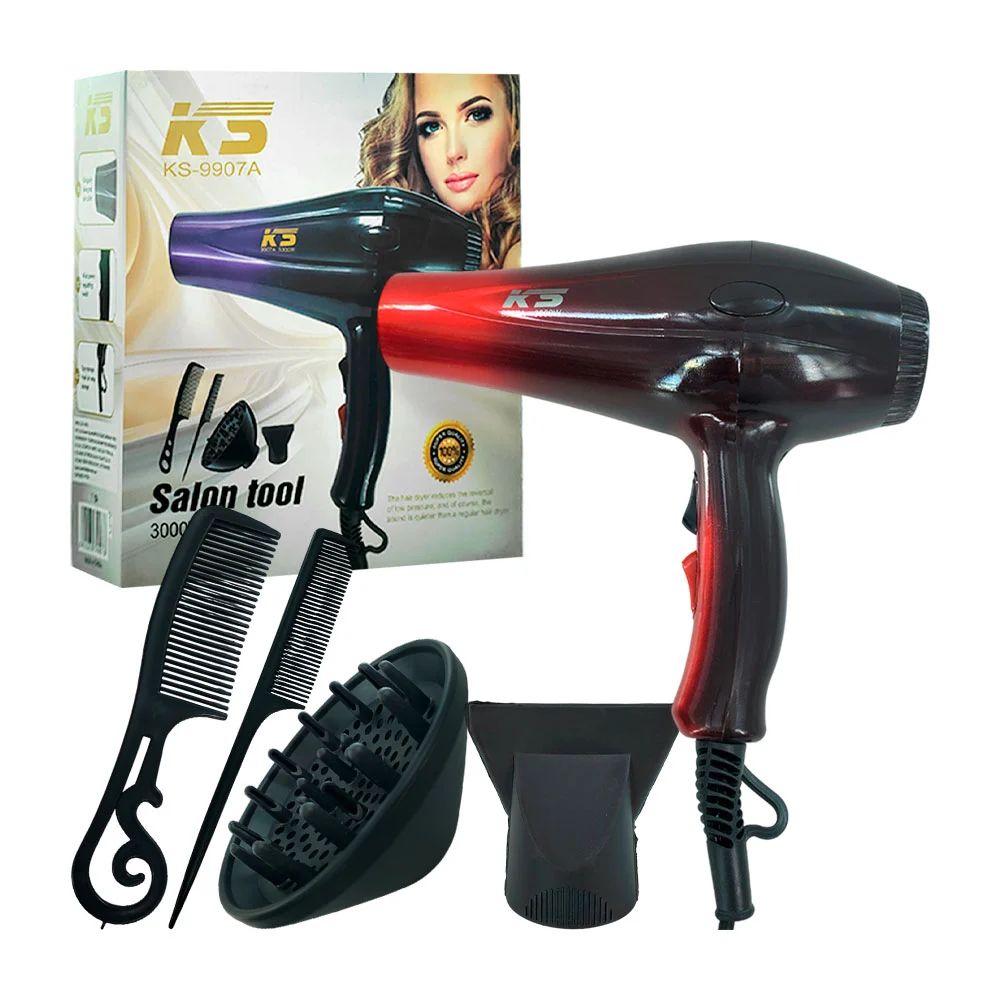Secadora de cabello profesional 3000w + 4 accesorios y 3 temperaturas…