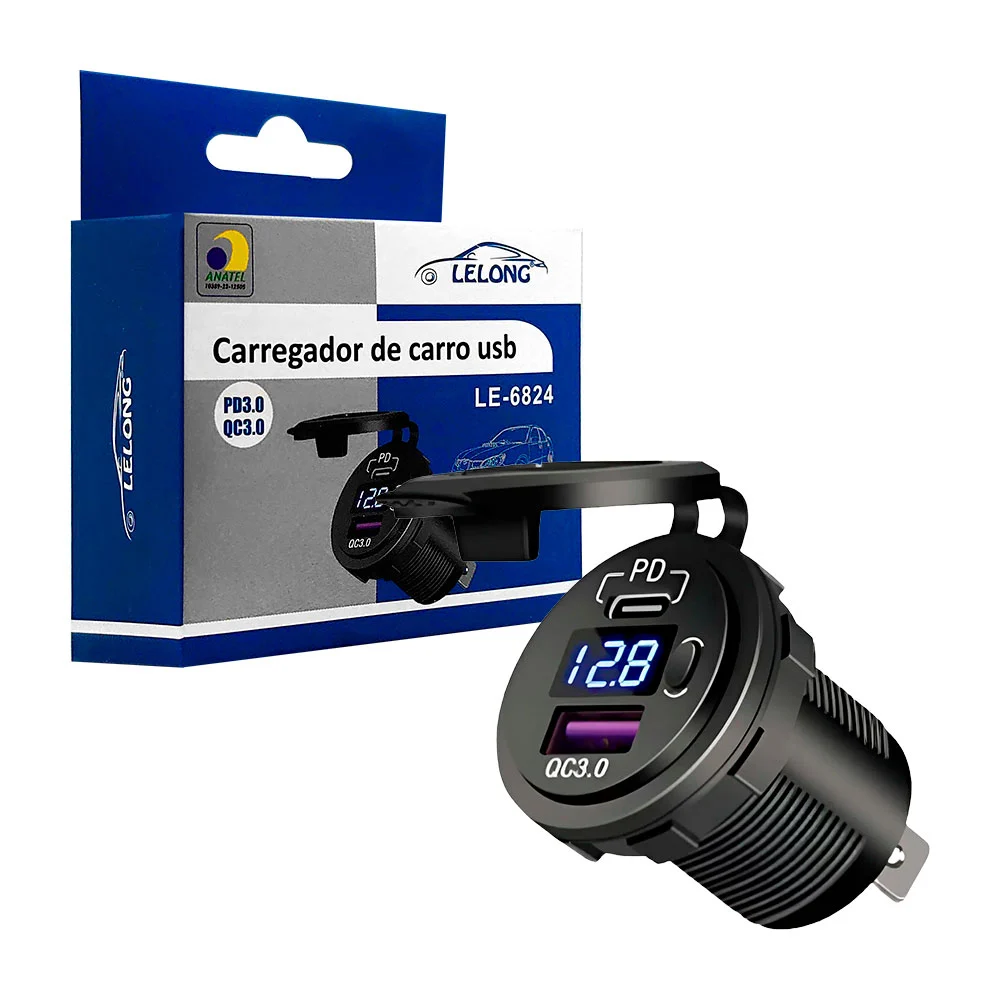 Toma de corriente para plug cargador de carro con salida usb y usb ti…