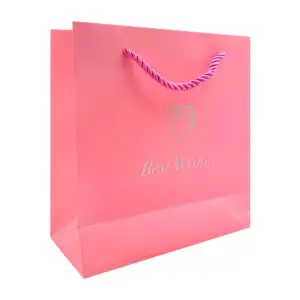 Bolsa de regalo best wishes pequeña, 18x16x7cm, color rosa / lq07456
