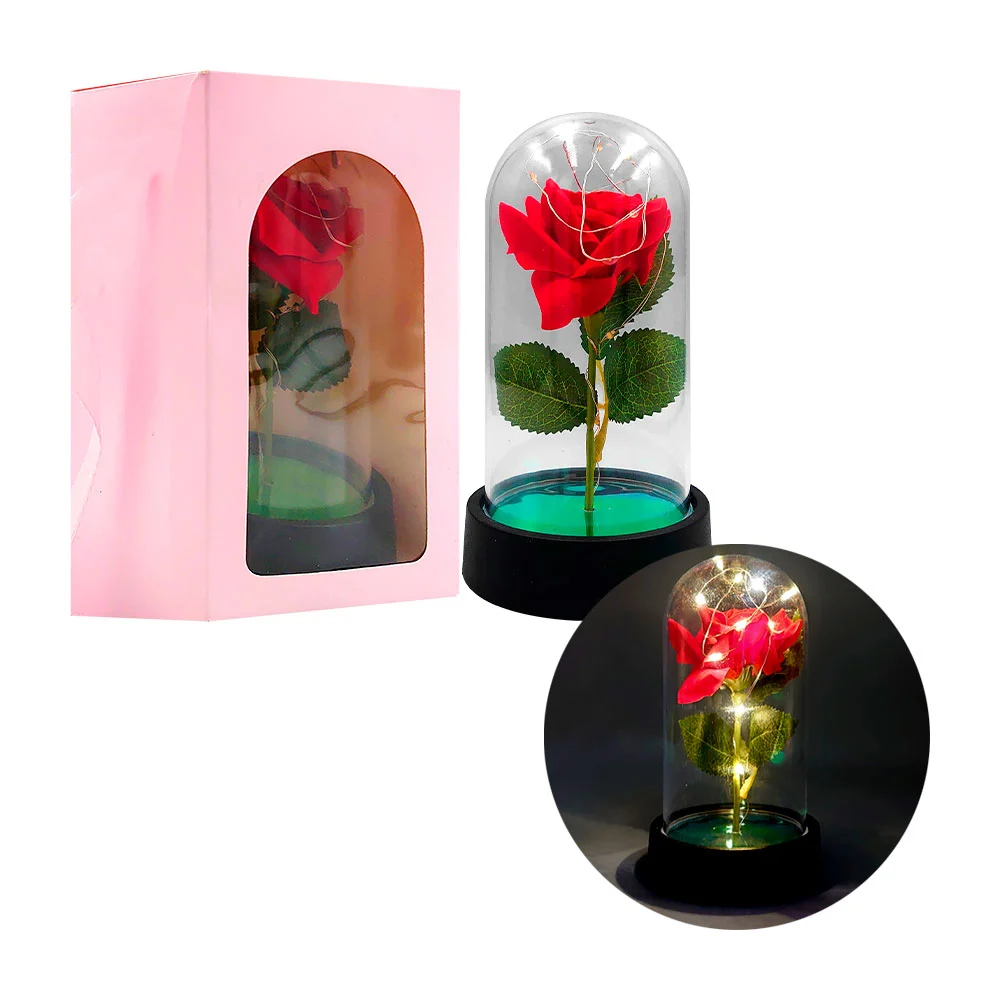 Rosa encapsulada de 15cm con luz led, variedad de colores