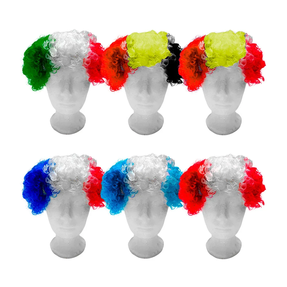 Peluca rizada bicolor o tricolor con temática de países, variedad de …