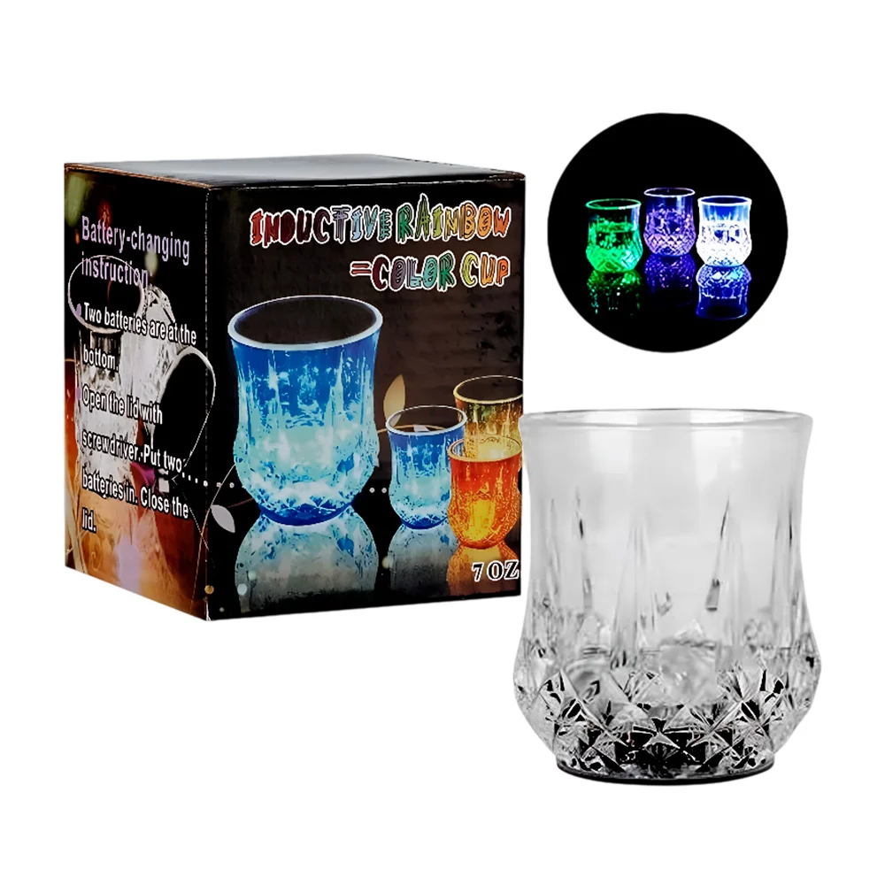 Vaso de plástico con relieve y base con luz led para fiestas, 7oz / l…