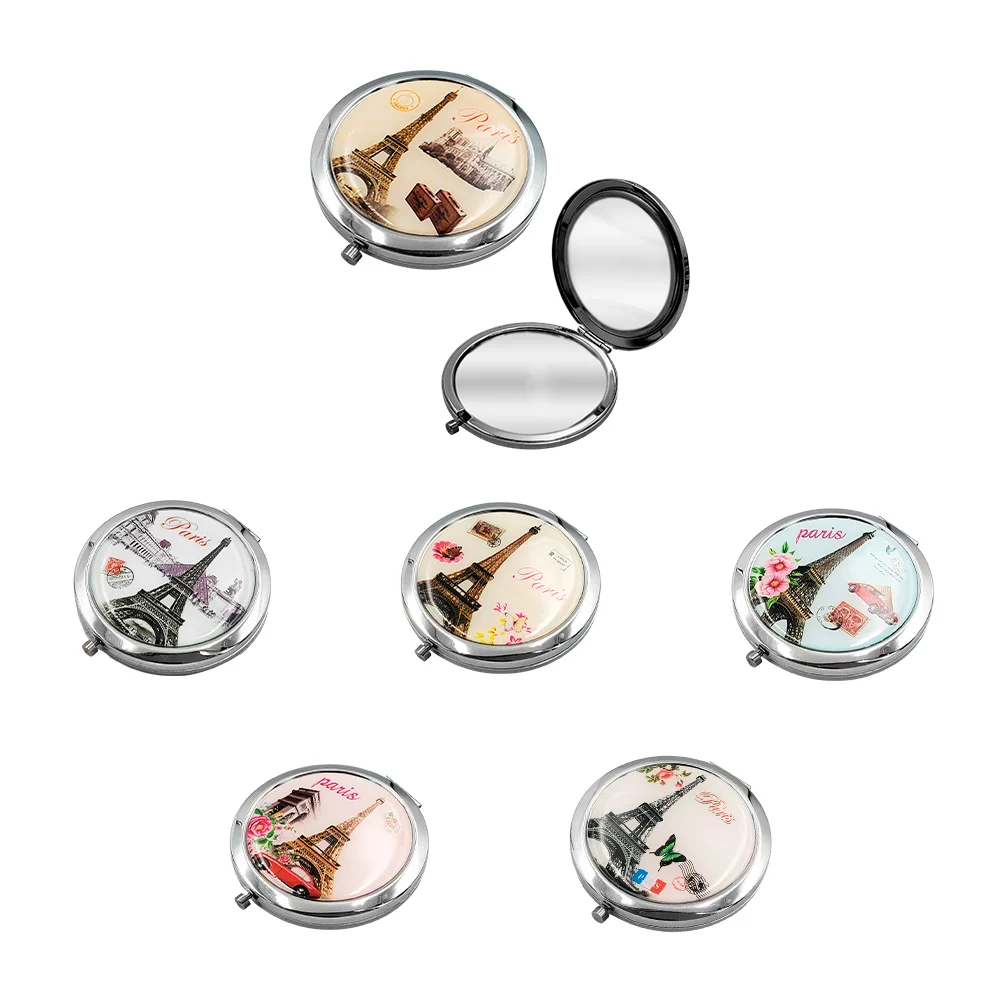 Espejo circular doble con aumento de bolsillo con estampado de parís …