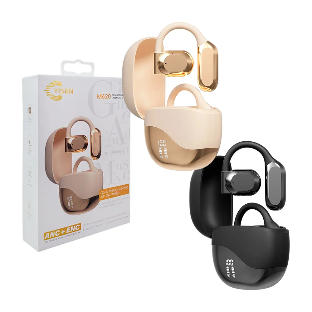 Audífonos inalámbricos yisen m620 con diseño de clip y estuche de car…