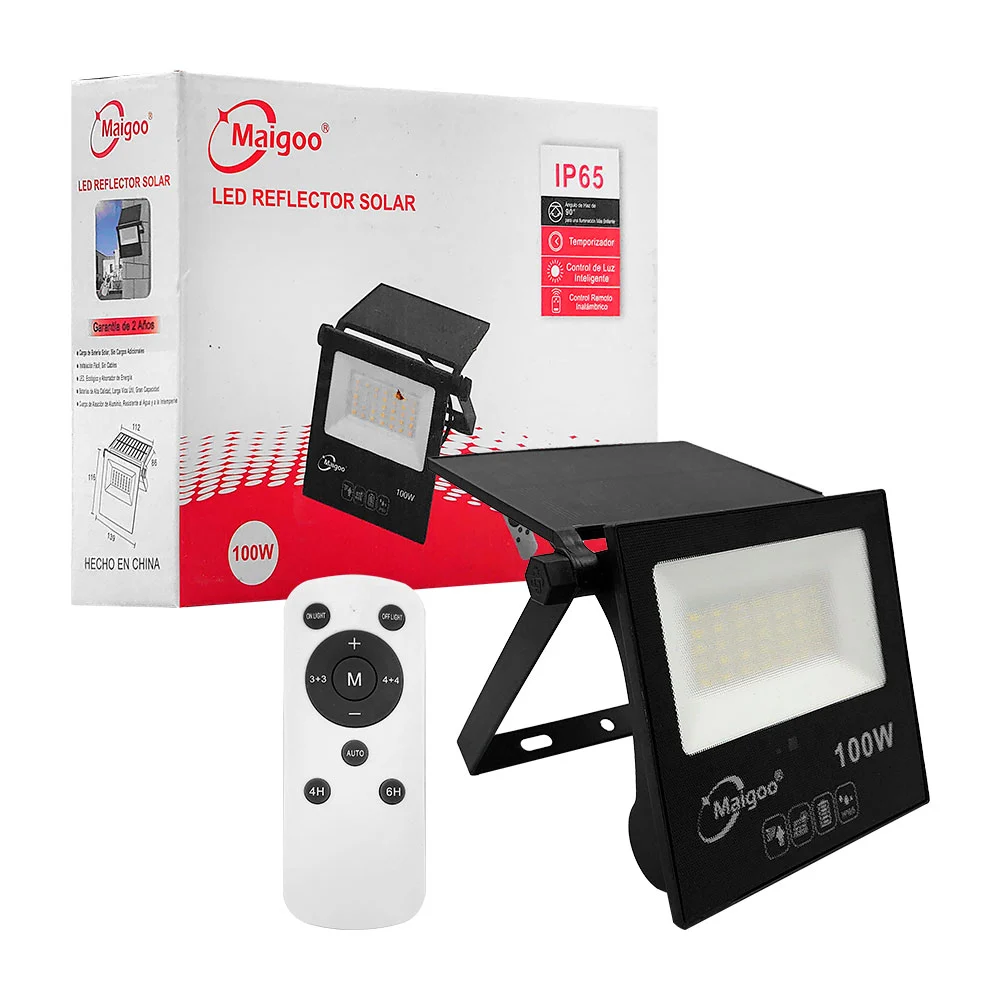 Lámpara reflector con panel solar 100w ip65 y ángulo de 90 grados + c…