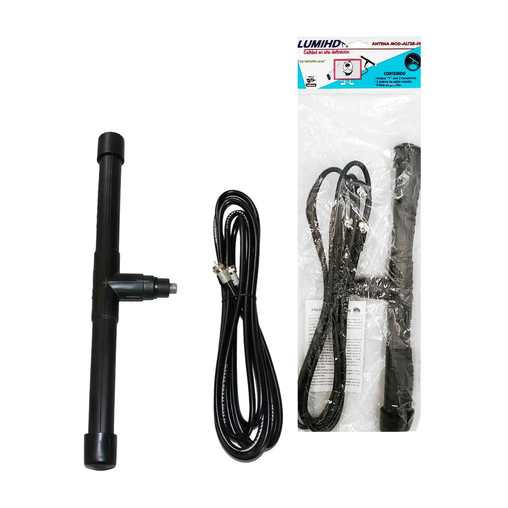 Antena hd negra con cable coxial lumihd mod-alt2r-hd