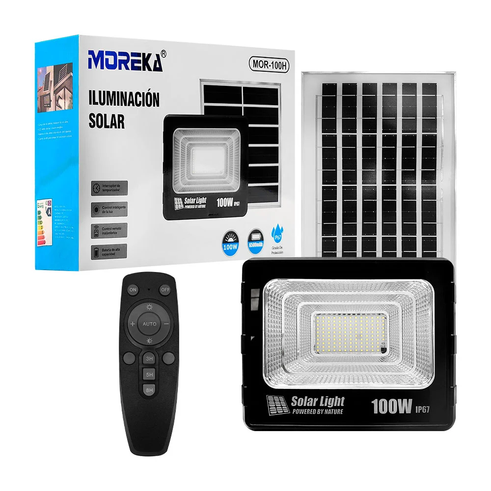 Reflector moreka con potencia de 100w, 6500mah + panel solar y contro…