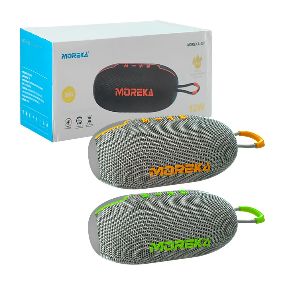 Bocina moreka ovalada, sonido 360, potencia 12w, luz rgb + radio, var…