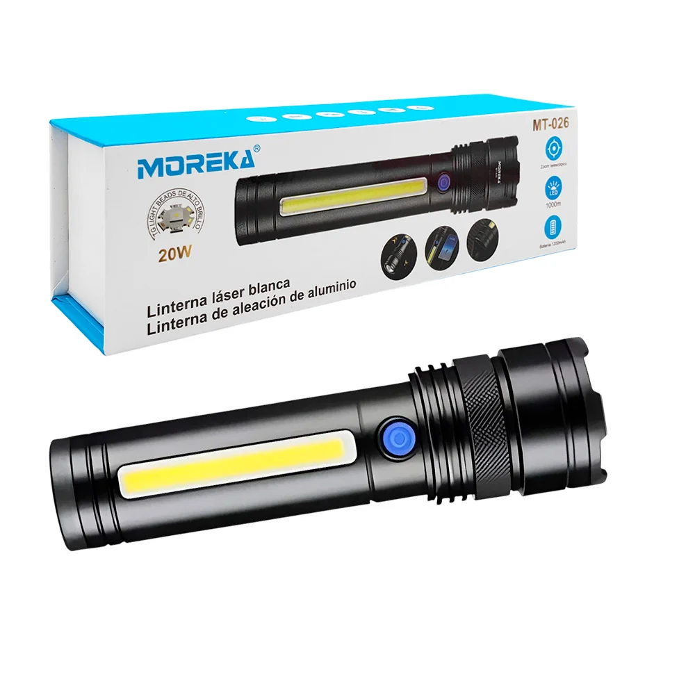 Linterna de uso rudo luz ajustable, multifuncional, largo alcance, 20…