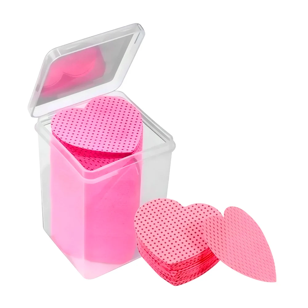 Estuche con 200 toallitas limpiadoras en forma de corazón para pestañ…