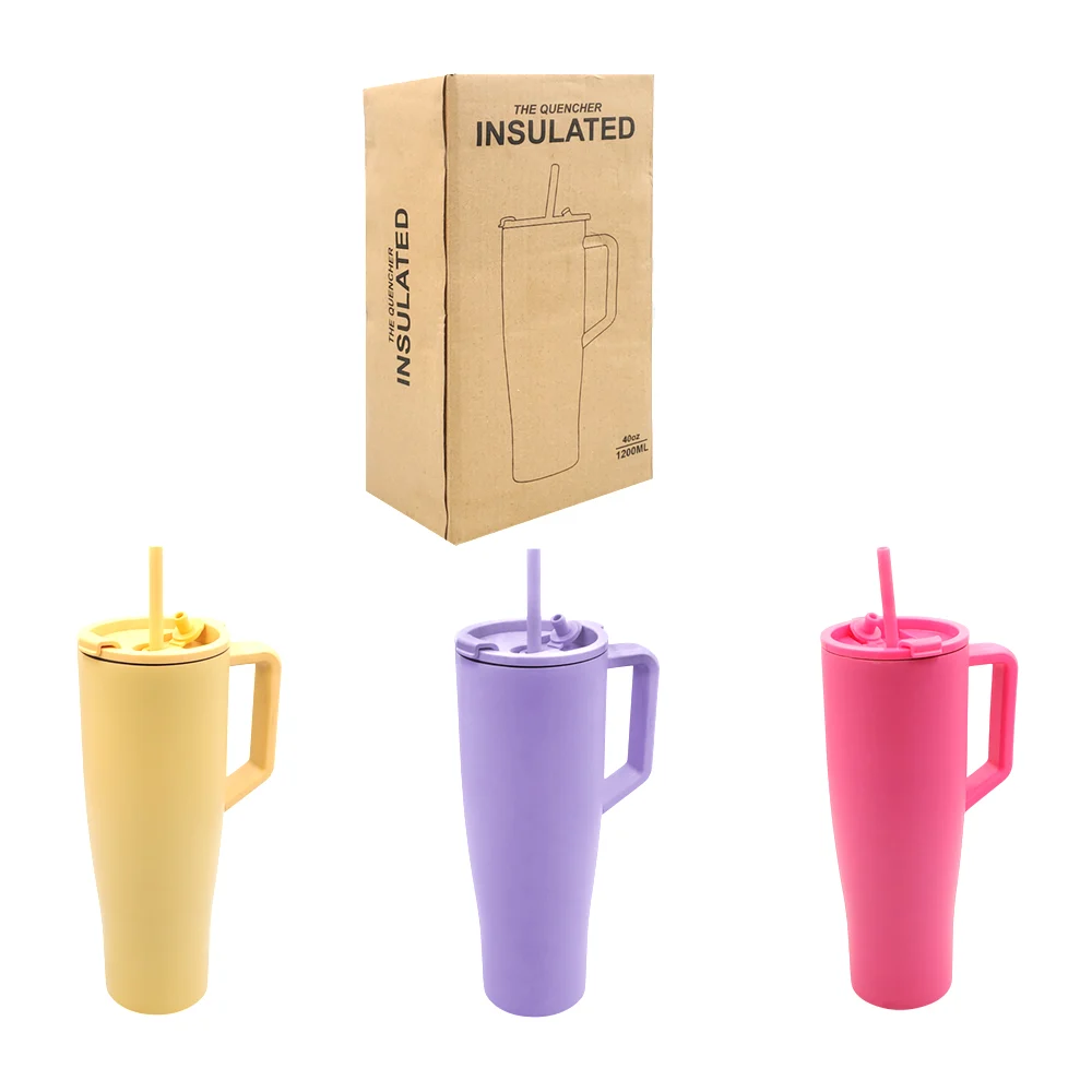 Vaso termo de acero inoxidable con agarradera, 1 boquilla + popote, 1…
