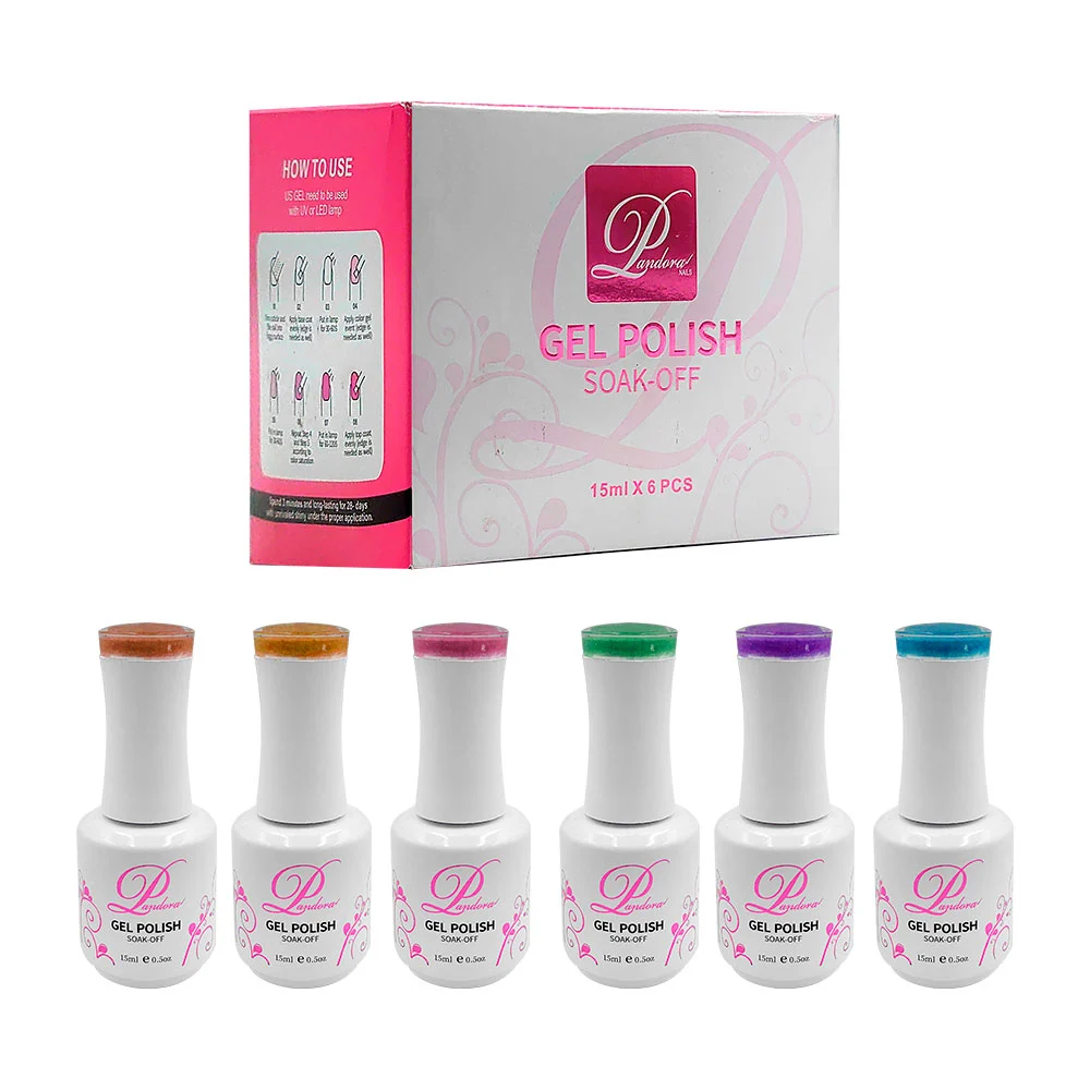 Set de 6 gel polish pandora con textura de peluche, 15 ml, soak-off, …