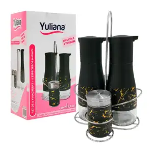 Set con 2 vinagretas + 2 especieros de cristal, diseño marmoleado, va…