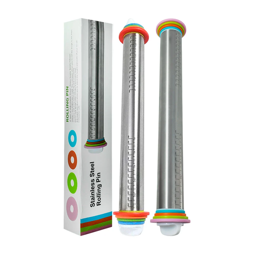Rodillo de acero inoxidable con escala + 4 discos ajustables para ama…