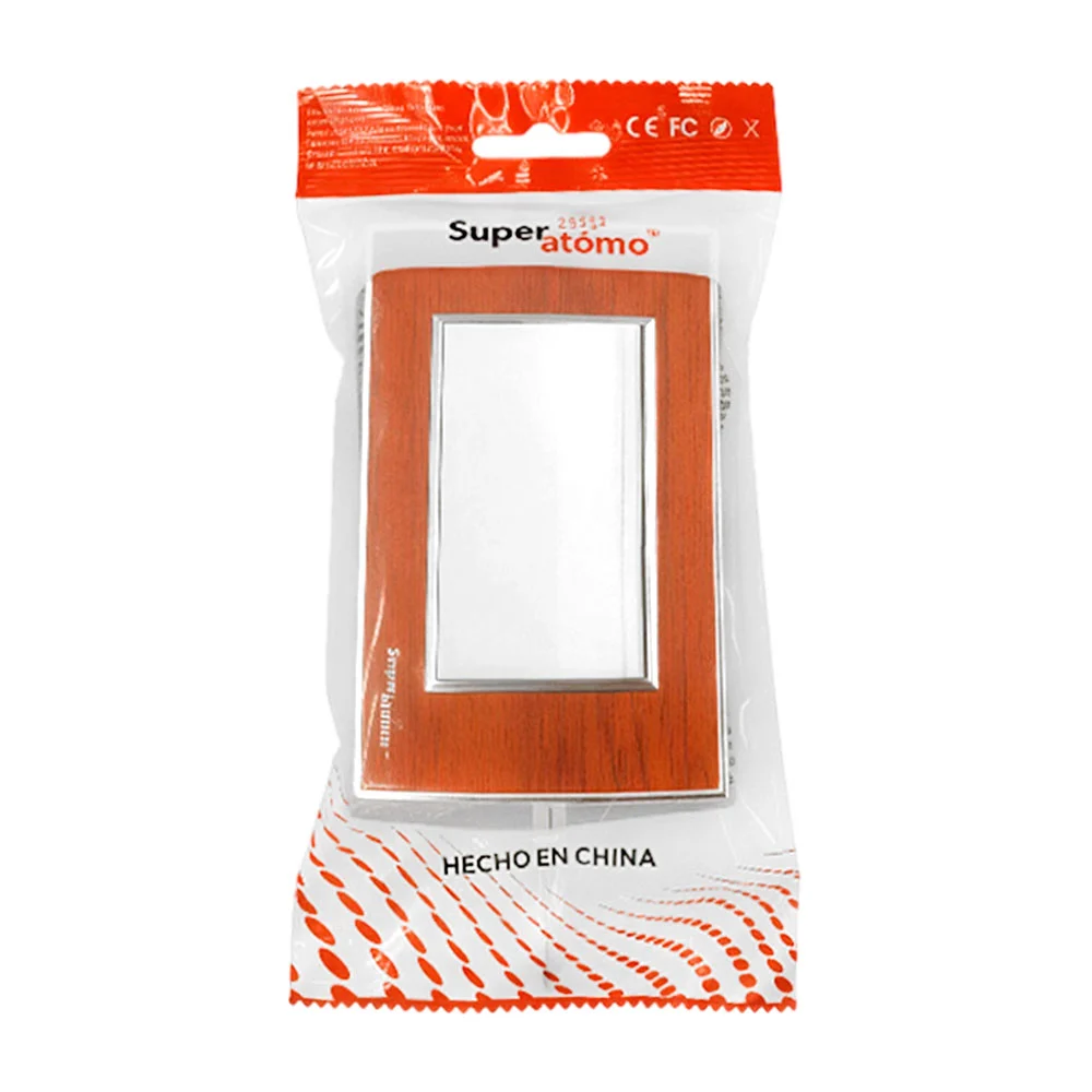 Placa sencilla estilo madera con 1 apagador en color blanco / sa1301-…