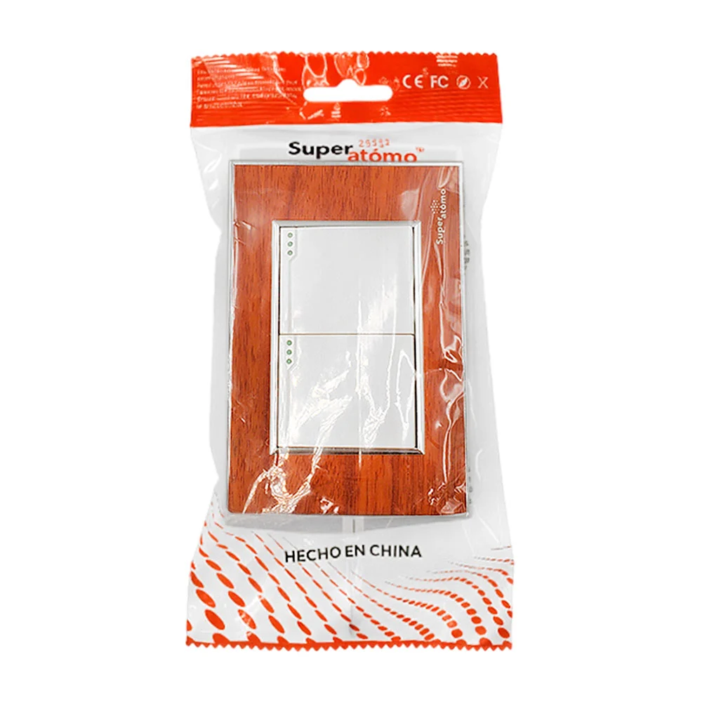 Placa sencilla estilo madera con 2 apagadores en color blanco / sa130…