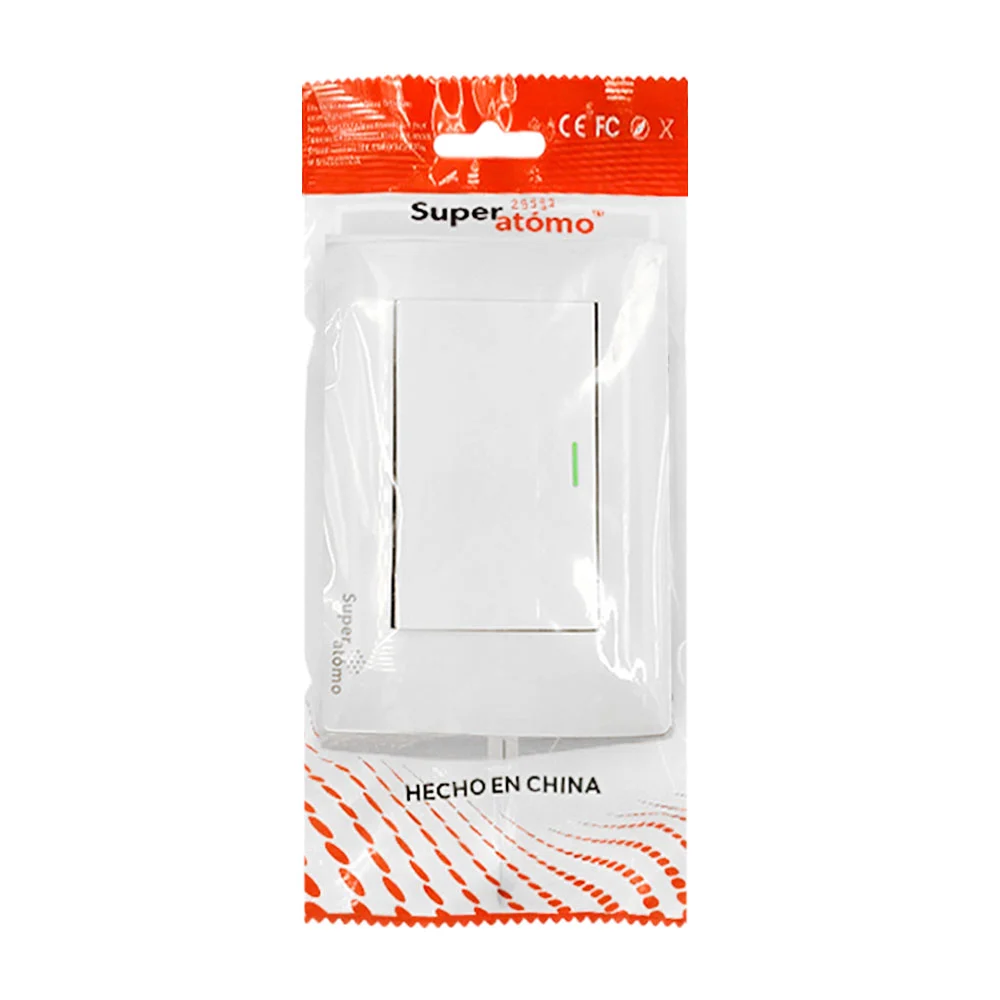 Placa de plástico resistente en color blanco de 1 apagador / sa1304-bb