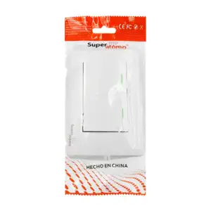 Placa de plástico resistente en color blanco con 2 apagadores sencill…