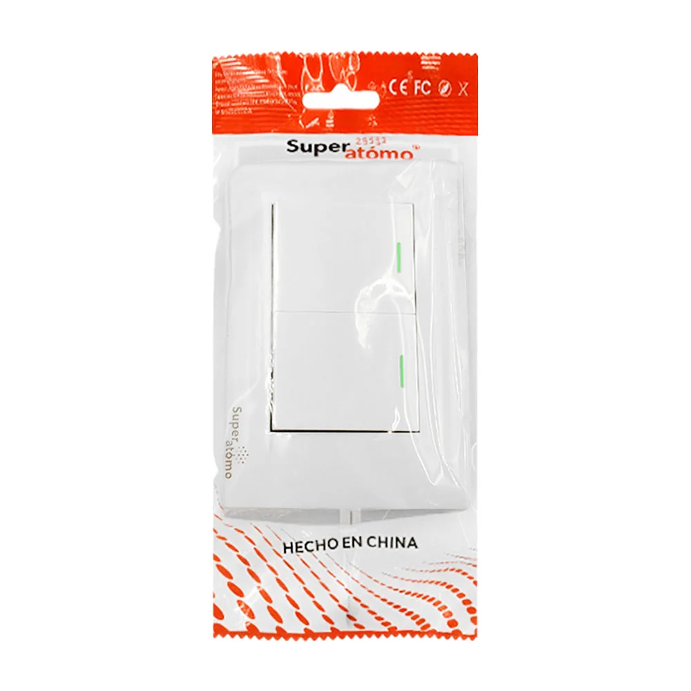 Placa de plástico resistente en color blanco con 2 apagadores sencill…