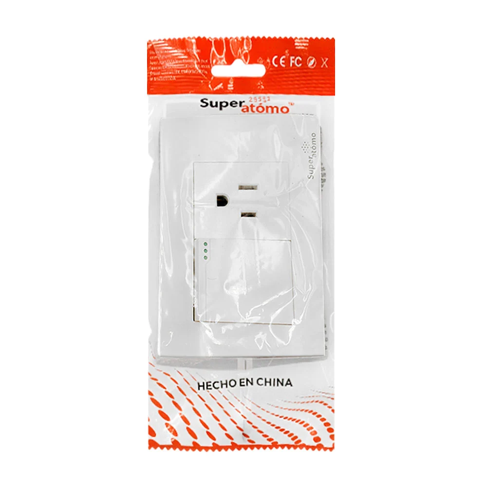 Placa de plástico resistente en color blanco con 1 apagador y 1 conta…