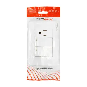 Placa de plástico resistente en color blanco con 2 apagadores y 1 con…