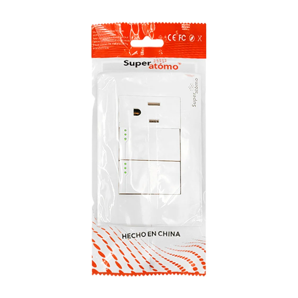 Placa de plástico resistente en color blanco con 2 apagadores y 1 con…