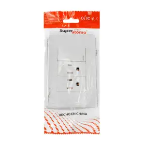 Placa de plástico resistente en color blanco con 1 apagador y contact…