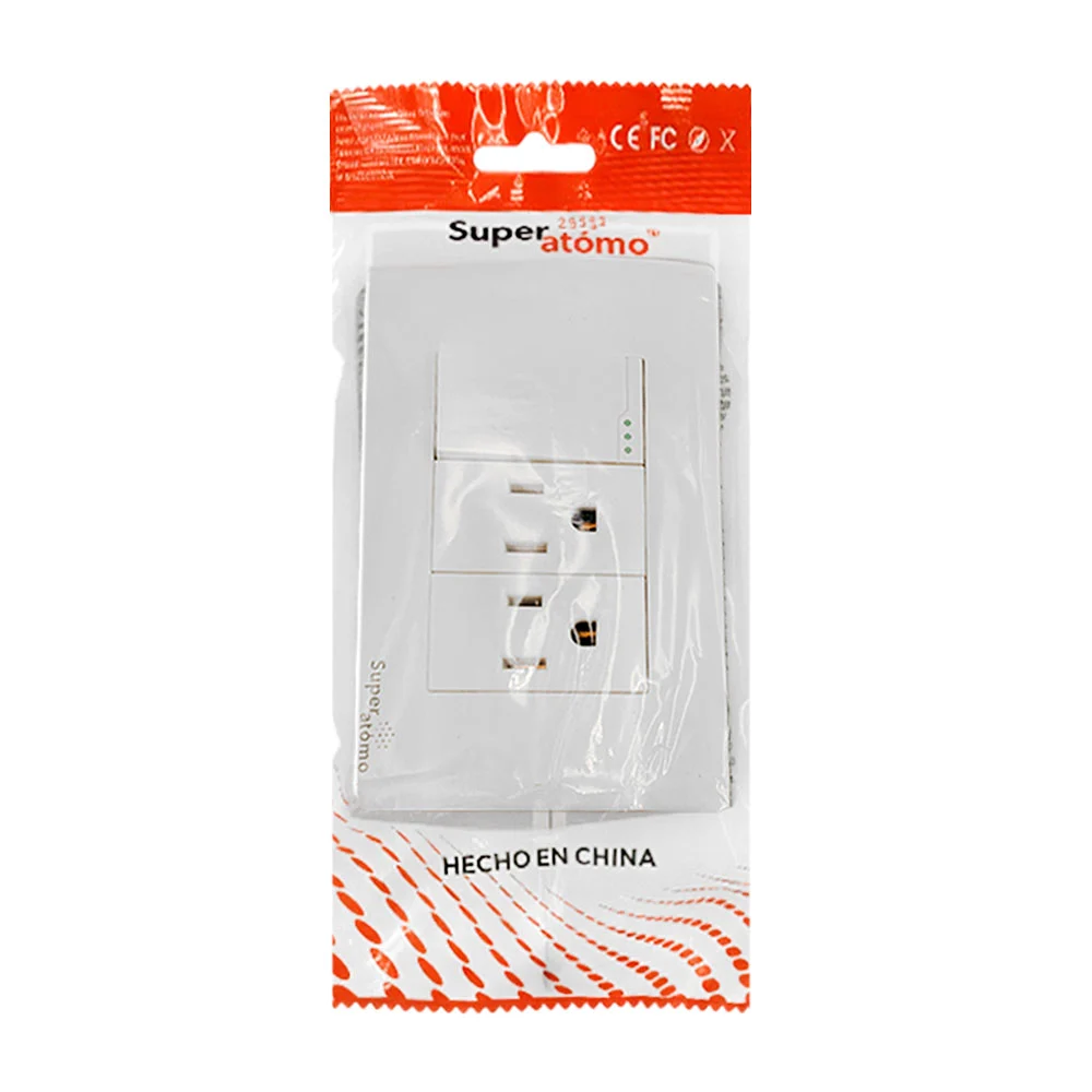 Placa de plástico resistente en color blanco con 1 apagador y contact…