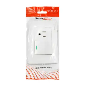 Placa de plástico resistente en color blanco con 1 apagador, 1 contac…