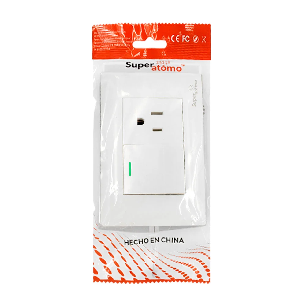 Placa de plástico resistente en color blanco con 1 apagador, 1 contac…