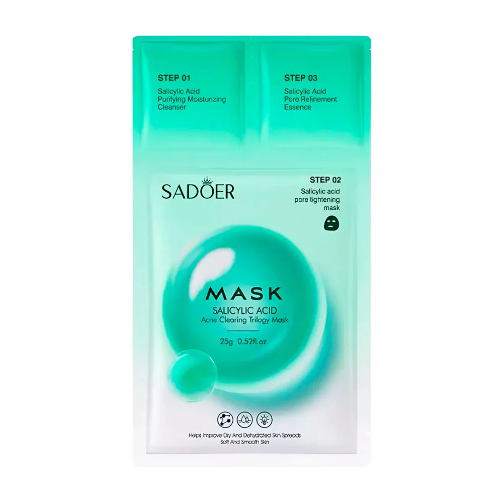 Mascarilla facial sadoer anti-acné de 3 pasos con extracto de ácido s…