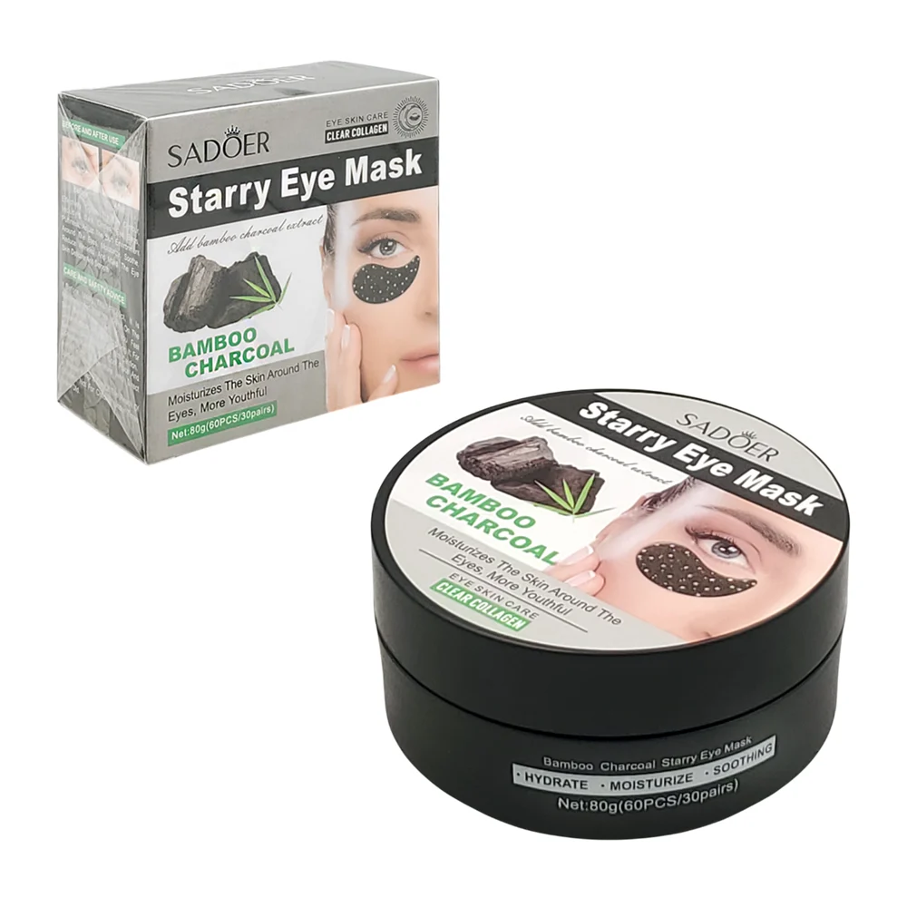 Caja con 30 pares de mascarillas para ojos, extracto de carbón y bambu