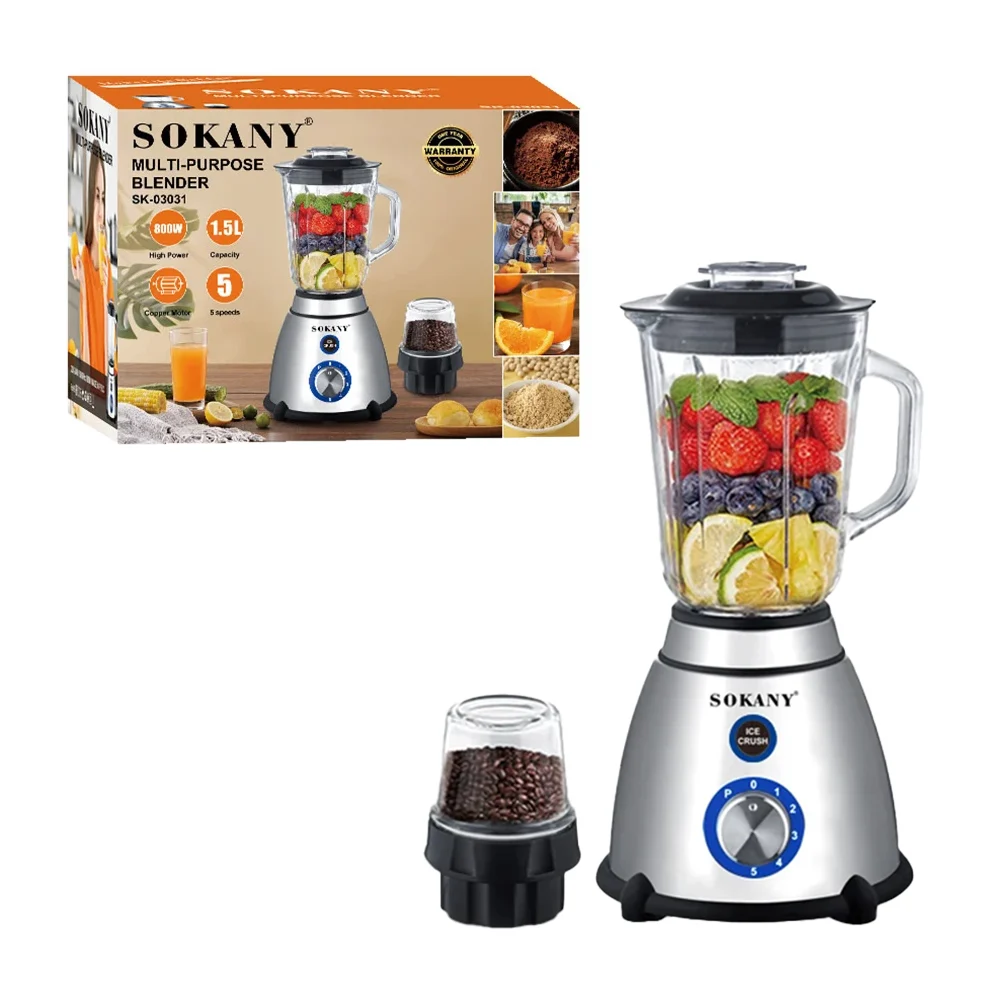 Licuadora de vidrio sokany con 5 velocidades, capacidad de 1.5L + mol…