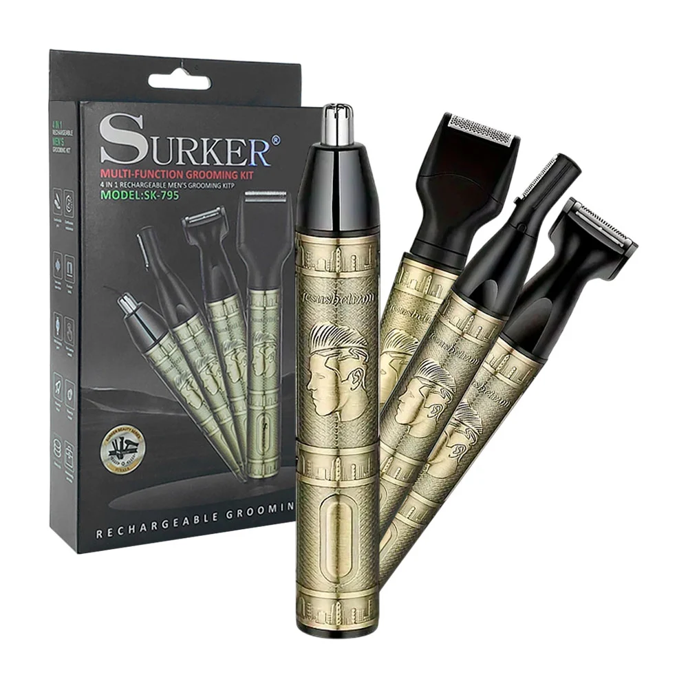 Máquina rasuradora surker 4 en 1 con cabezales intercambiables, 500ma…