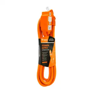 Extensión eléctrica fumetax, naranja de uso rudo, 3 conectores, 2m de…