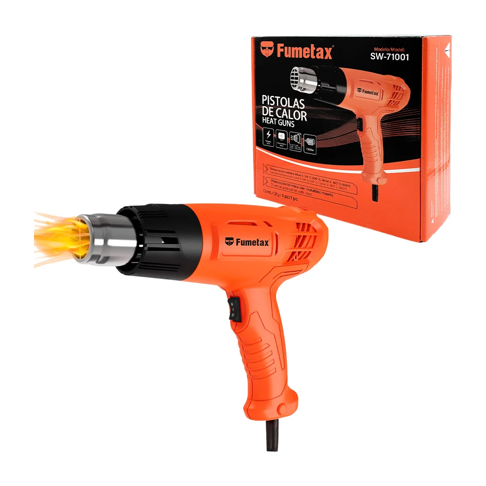 Pistola de calor fumetax, flujo de aire multinivel, 1500w de potencia