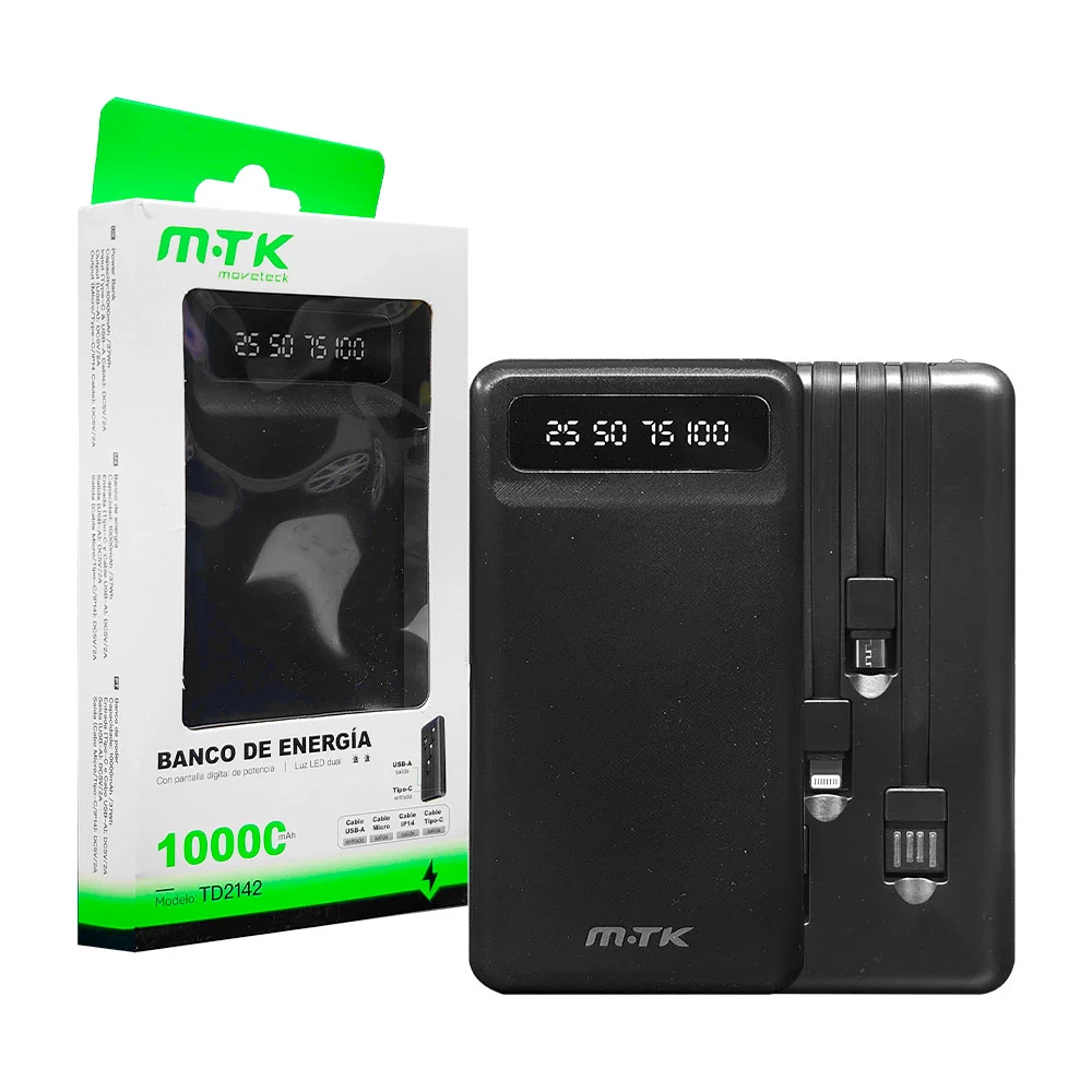 Powerbank con indicador led, mini lámpara, cable usb, v8, tipo c, y l…
