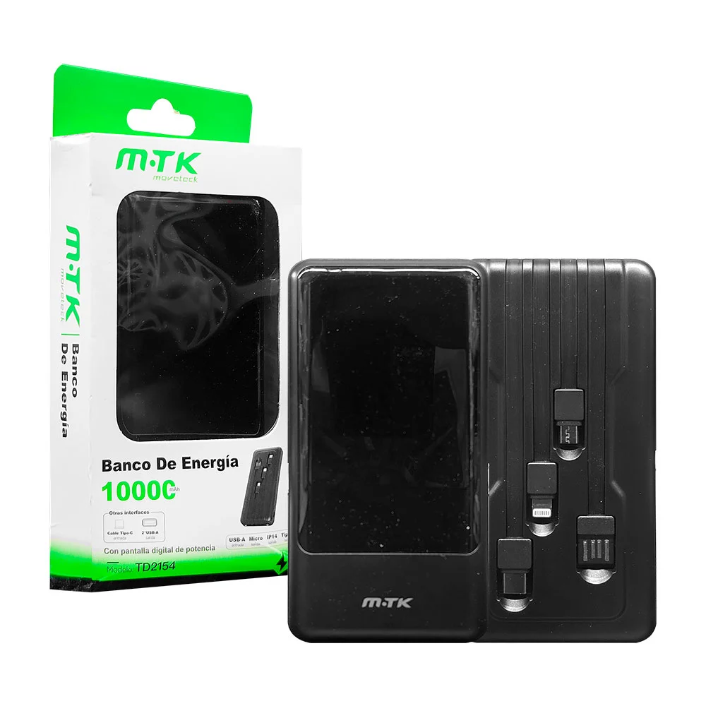 1pza Powerbank con indicador de pantalla, cable usb, lightning, tipo …