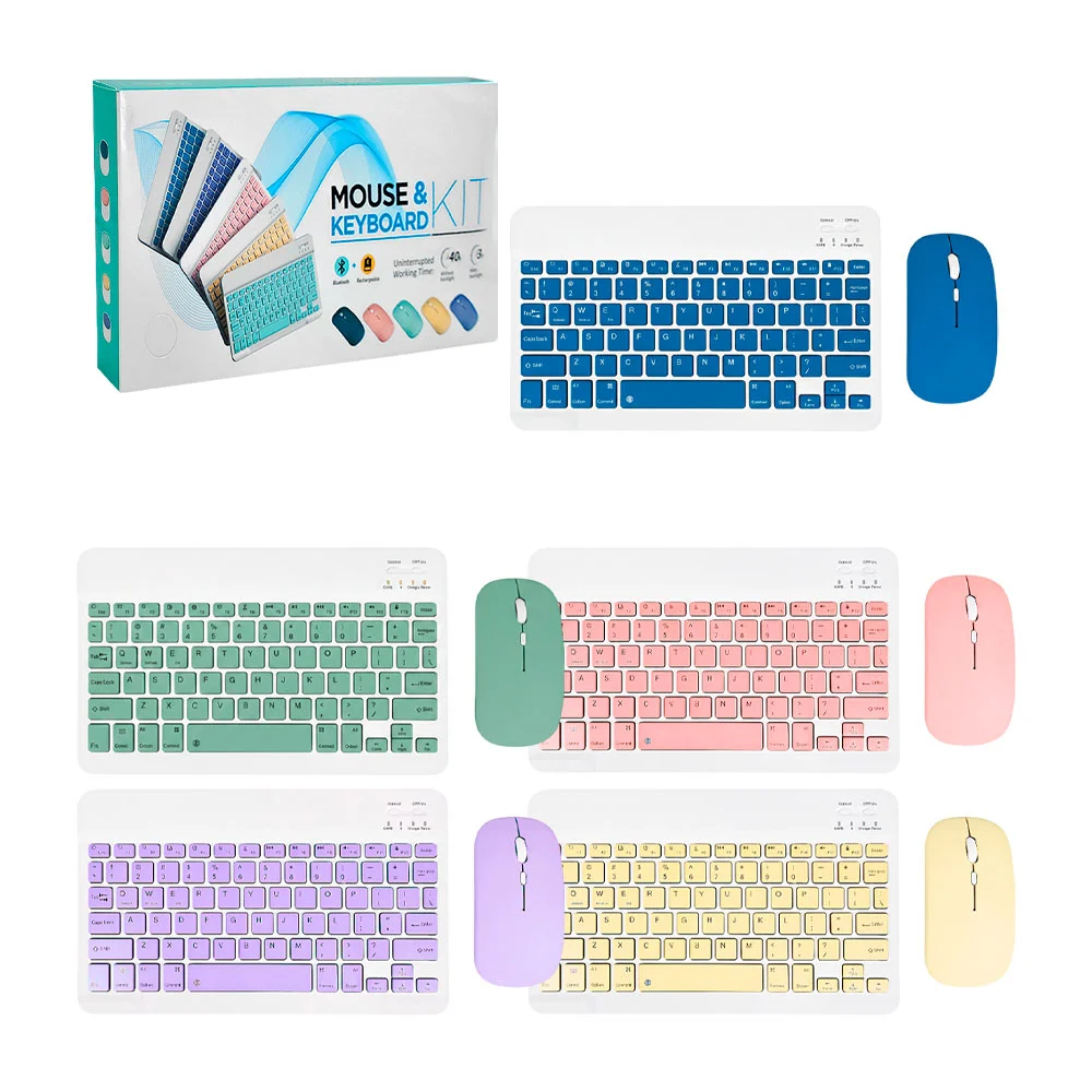 Kit mini teclado y mouse bluetooth + cable de carga, variedad de colo…