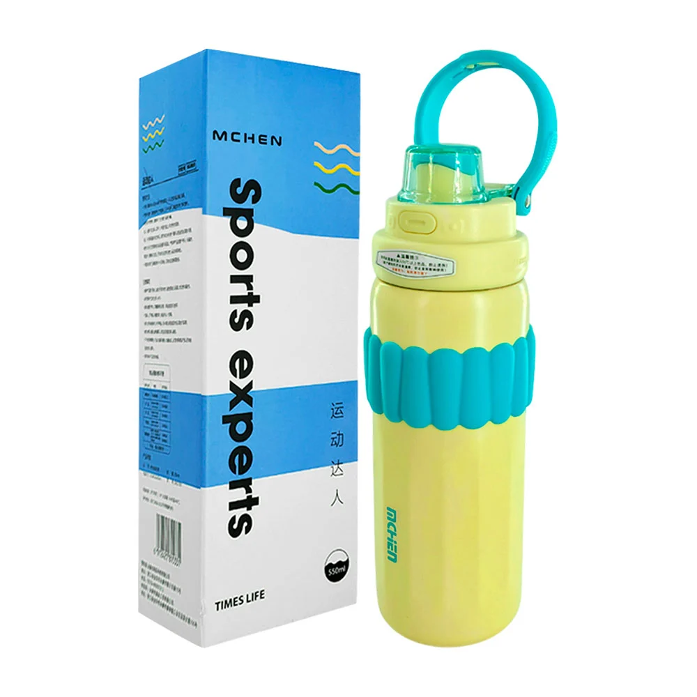 Termo infantil con asa, popote y protector de calor, 550ml / sports e…