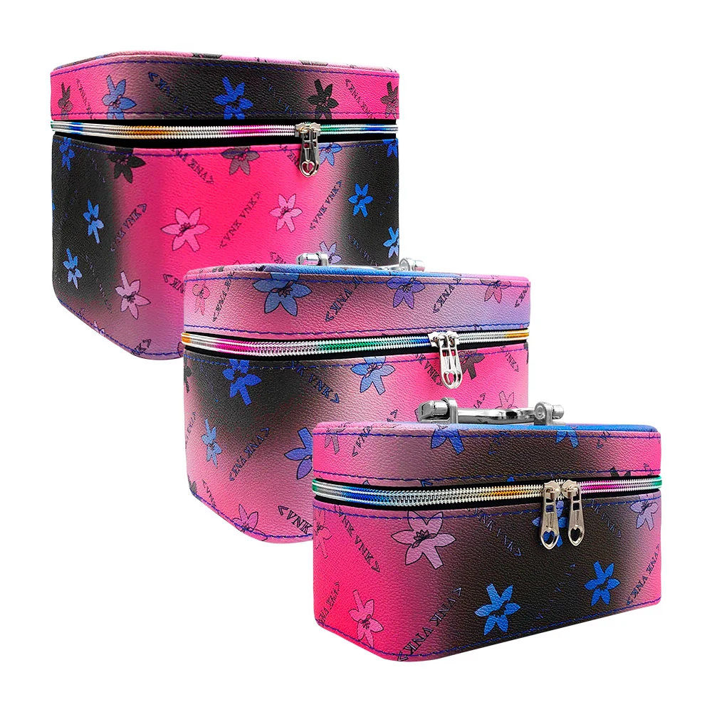 Juego de 3 cosmetiqueras rectangulares con estampado de flores vnkvnk…