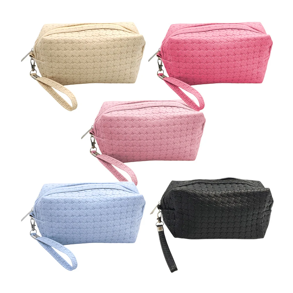 Bolsa cosmetiquera con diseño tejido, patrón de rehilete + asa, varie…