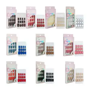 Set con 12 uñas postizas lisas cuadradas miss glam, variedad de color…