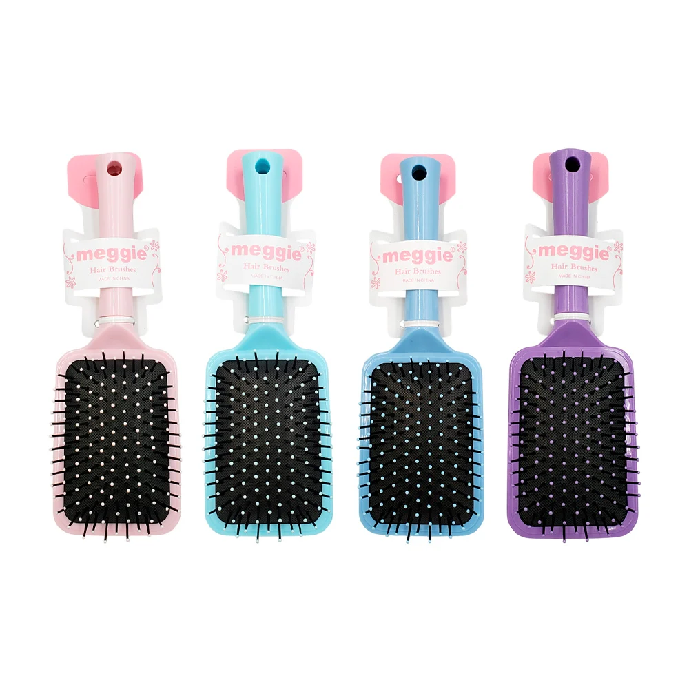 Cepillo rectangular para cabello con mango de plástico y cerdas suave…
