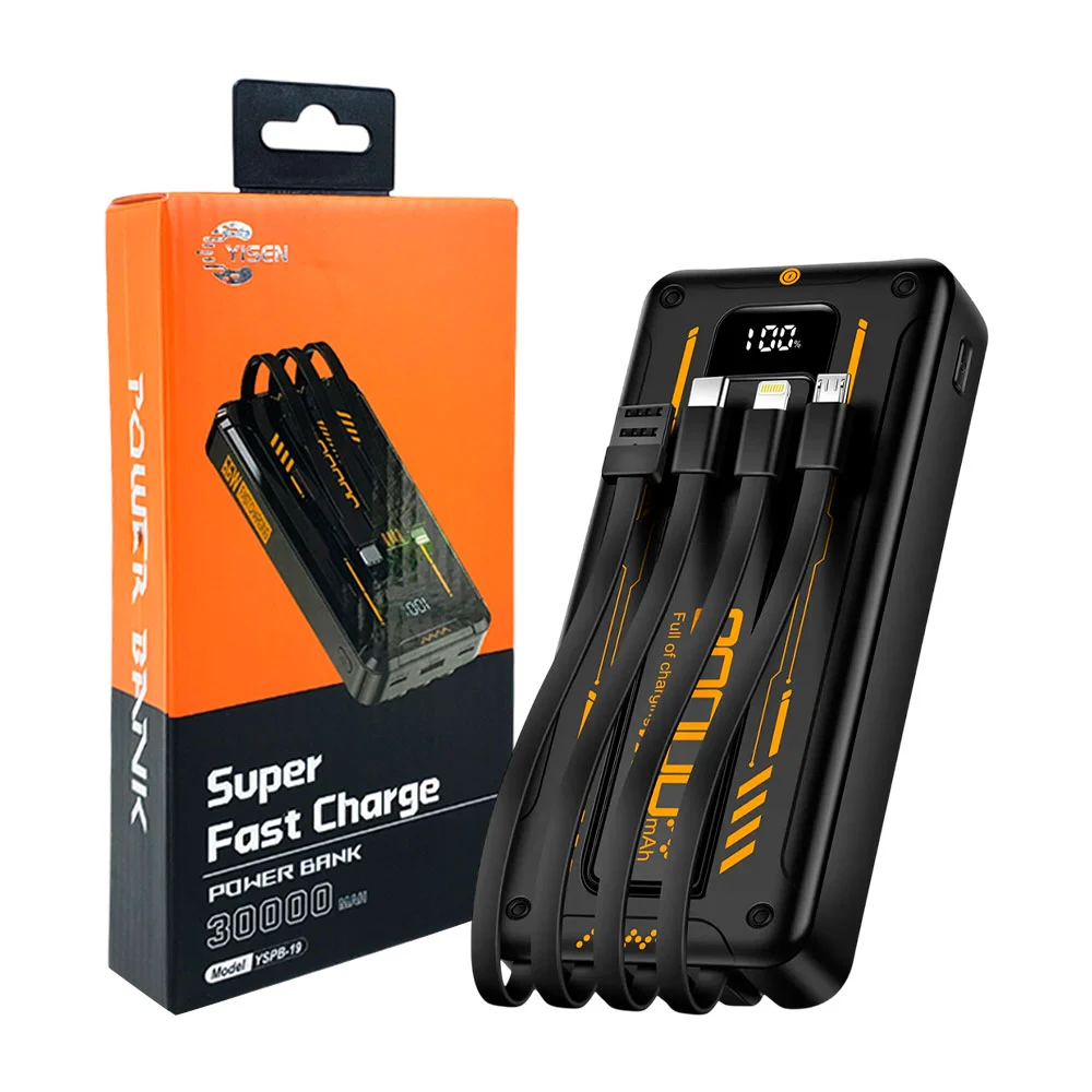 Power bank yisen de 30000mah carga rápida de 66w y multi salidas