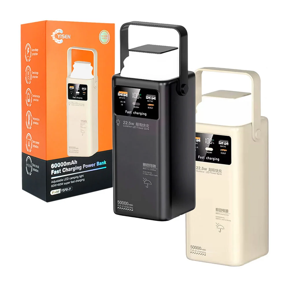 Power bank yisen de 60000mah carga rapida en forma de lampara y salid…