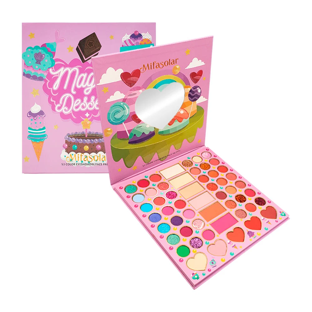 Paleta con 53 tonos de sombras para ojos con iluminadores y rubores +…