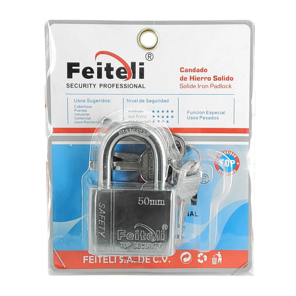 Candado 50mm de hierro sólido, gancho medio de alta seguridad + juego…