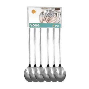 Paquete con 6 cucharas cafeteras metalicas lisas en color plata, 12.5…